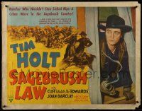6p374 SAGEBRUSH LAW style A 1/2sh '43 western cowboy Tim Holt, Cliff Ukulele Ike Edwards!