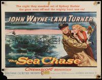 6p379 SEA CHASE 1/2sh '55 sexy Lana Turner is the fuse of John Wayne's floating time bomb!