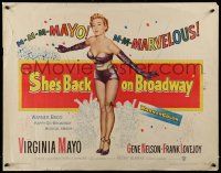 6p384 SHE'S BACK ON BROADWAY 1/2sh '53 full-length sexy Virginia Mayo in skimpy outfit!