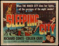 6p391 SLEEPING CITY style A 1/2sh '50 Richard Conte, Coleen Gray, Alex Nicol, film noir!