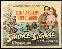 6p393 SMOKE SIGNAL style B 1/2sh '55 Dana Andrews & Piper Laurie flee through Indian territory!