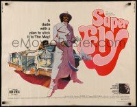 6p421 SUPER FLY 1/2sh '72 great artwork of Ron O'Neal with car & girl sticking it to The Man!