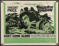 6p453 TOWER OF LONDON 1/2sh '62 Vincent Price, Roger Corman, montage of horror artwork!
