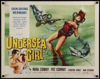 6p460 UNDERSEA GIRL 1/2sh '57 cool artwork of sexy deep sea scuba diver in peril!