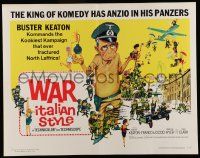 6p470 WAR ITALIAN STYLE 1/2sh '66 Due Marines e un Generale, cartoon art of Buster Keaton as Nazi!