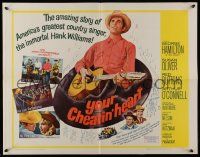 6p494 YOUR CHEATIN' HEART 1/2sh '64 great image of George Hamilton as Hank Williams with guitar!