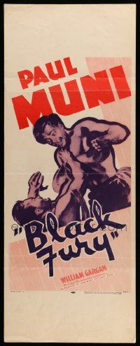 6p529 BLACK FURY insert R56 Paul Muni fighting, directed by Michael Curtiz