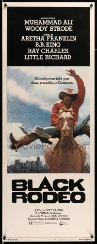 6p530 BLACK RODEO insert '72 Muhammad Ali, Woody Strode, black cowboy on horse in city image!