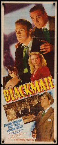 6p532 BLACKMAIL insert '47 William Marshall, Adele Mara, Ricardo Cortez, film noir!