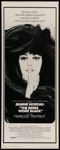 6p540 BRIDE WORE BLACK insert '68 Francois Truffaut's La Mariee Etait en Noir, Jeanne Moreau!