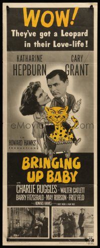6p541 BRINGING UP BABY insert R55 Katharine Hepburn, Cary Grant & leopard, Howard Hawks classic!