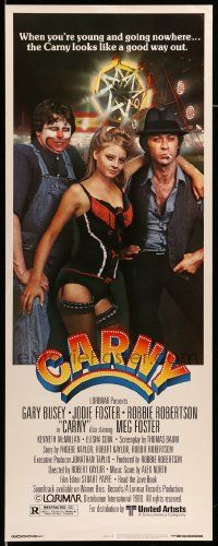6p546 CARNY insert '80 sexy Jodie Foster, Robbie Robertson, Gary Busey in carnival clown make up!