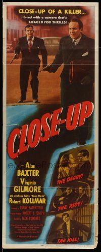 6p553 CLOSE-UP insert '48 Alan Baxter, Virginia Gilmore, thrill-a-minute film noir!