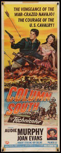 6p554 COLUMN SOUTH insert '53 cavalry man Audie Murphy against war-crazed Navajo!