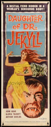 6p562 DAUGHTER OF DR JEKYLL insert '57 a bestial fiend hidden in a woman's sensuous body!