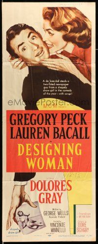 6p572 DESIGNING WOMAN insert '57 best art of Gregory Peck & Lauren Bacall by Jacques Kapralik!