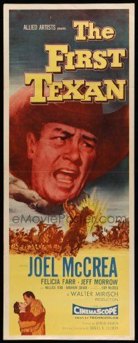 6p597 FIRST TEXAN insert '56 great close up image of cowboy Joel McCrea, plus Felicia Farr!
