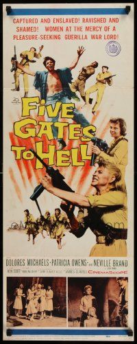6p599 FIVE GATES TO HELL insert '59 James Clavell, Dolores Michaels, Patricia Owens, girls with guns