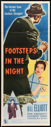 6p604 FOOTSTEPS IN THE NIGHT insert '57 the curious case of the careless strangler!