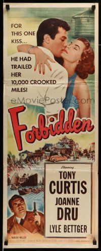 6p605 FORBIDDEN insert '54 only Joanne Dru could give Tony Curtis the kind of love he needed!