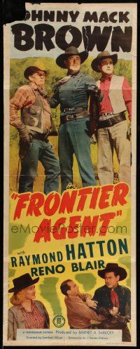 6p611 FRONTIER AGENT insert '48 cowboy Johnny Mack Brown, Raymond Hatton, Reno Brown!