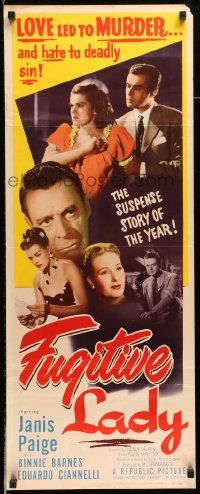 6p612 FUGITIVE LADY insert '51 Janis Paige, Eduardo Ciannelli, cool film noir