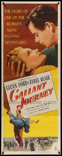 6p616 GALLANT JOURNEY insert '46 Glenn Ford & sexy Janet Blair, directed by William Wellman