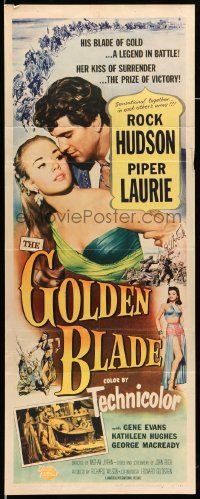 6p625 GOLDEN BLADE insert '53 close-up of Rock Hudson & sexy Piper Laurie!