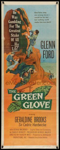 6p631 GREEN GLOVE insert '52 every man is Glenn Ford's enemy & every woman is a trap, cool art!