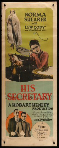 6p651 HIS SECRETARY insert '25 pretty Norma Shearer & Lew Cody in early office romance comedy!