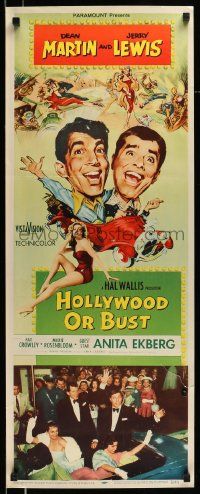 6p654 HOLLYWOOD OR BUST insert '56 art of Dean Martin & Jerry Lewis in car, sexy Anita Ekberg!