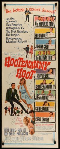 6p657 HOOTENANNY HOOT insert '63 Johnny Cash and a ton of top country music stars!