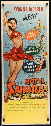 6p658 HOTEL SAHARA insert '51 full-length artwork of sexy exotic veil dancer Yvonne De Carlo!