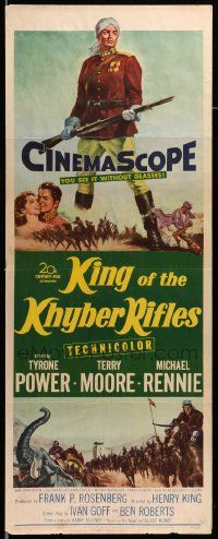 6p686 KING OF THE KHYBER RIFLES insert '54 full-length artwork of British soldier Tyrone Power!