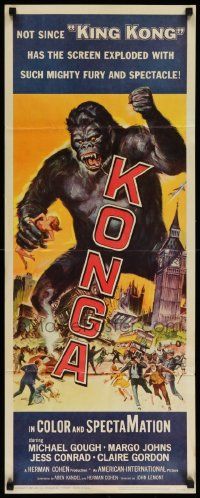 6p688 KONGA insert '61 great artwork of giant angry ape terrorizing city by Reynold Brown!