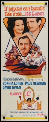 6p690 LADY L insert '66 different art of sexy Sophia Loren, Paul Newman & David Niven!