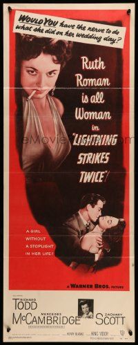 6p701 LIGHTNING STRIKES TWICE insert '51 sexy smoking bad girl Ruth Roman is all woman!