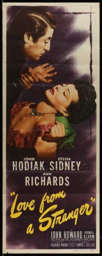 6p705 LOVE FROM A STRANGER insert '47 John Hodiak, Sylvia Sidney, a fatal fascination!