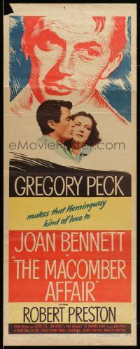 6p708 MACOMBER AFFAIR insert '47 Gregory Peck makes that Hemingway kind of love to Joan Bennett!