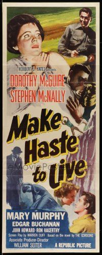 6p714 MAKE HASTE TO LIVE insert '54 gangster Stephen McNally knows Dorothy McGuire's secret!