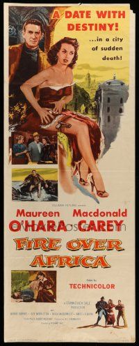 6p716 MALAGA insert '54 art of pretty Maureen O'Hara w/gun in stocking, Macdonald Carey!