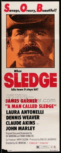 6p720 MAN CALLED SLEDGE insert '70 James Garner, Laura Antonelli, Dennis Weaver, cool art!