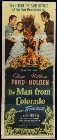 6p721 MAN FROM COLORADO insert '48 sexy Ellen Drew is caught between Glenn Ford & William Holden!
