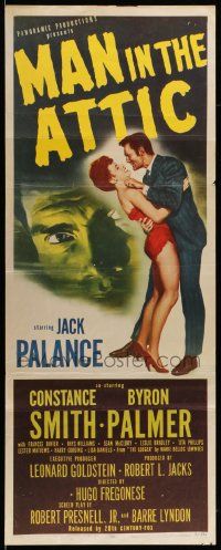 6p725 MAN IN THE ATTIC insert '53 creepy art of Jack Palance, sexy Constance Smith!