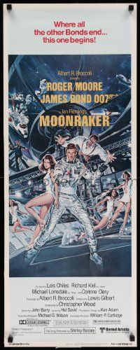 6p762 MOONRAKER insert '79 art of Moore as James Bond & sexy Lois Chiles by Goozee!
