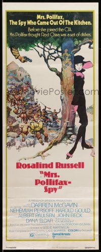 6p772 MRS. POLLIFAX - SPY insert '71 Rosalind Russell, wacky Frank Frazetta artwork!