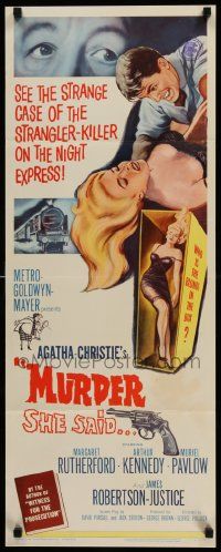 6p773 MURDER SHE SAID insert '61 detective Margaret Rutherford follows a strangler, Agatha Christie