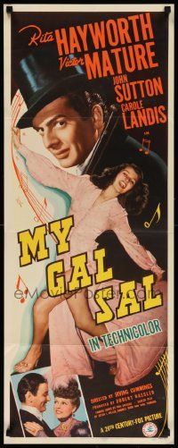 6p778 MY GAL SAL insert '42 full-length sexy Rita Hayworth + Victor Mature in tuxedo & top hat!