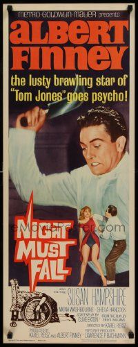 6p802 NIGHT MUST FALL insert '64 lusty brawling Albert Finney of Tom Jones goes psycho!