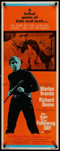 6p803 NIGHT OF THE FOLLOWING DAY insert '69 Marlon Brando, Richard Boone, it assaults your senses!